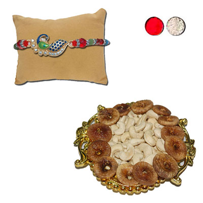 "RAKHIS -AD 4330 A (Single Rakhi) , Dryfruit Thali - code RD400 - Click here to View more details about this Product